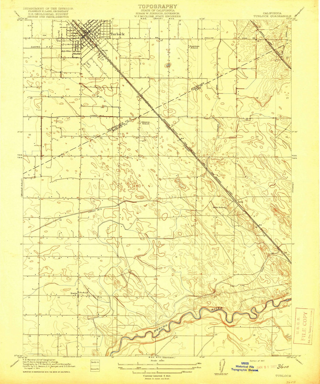 1917 Turlock, CA - California - USGS Topographic Map