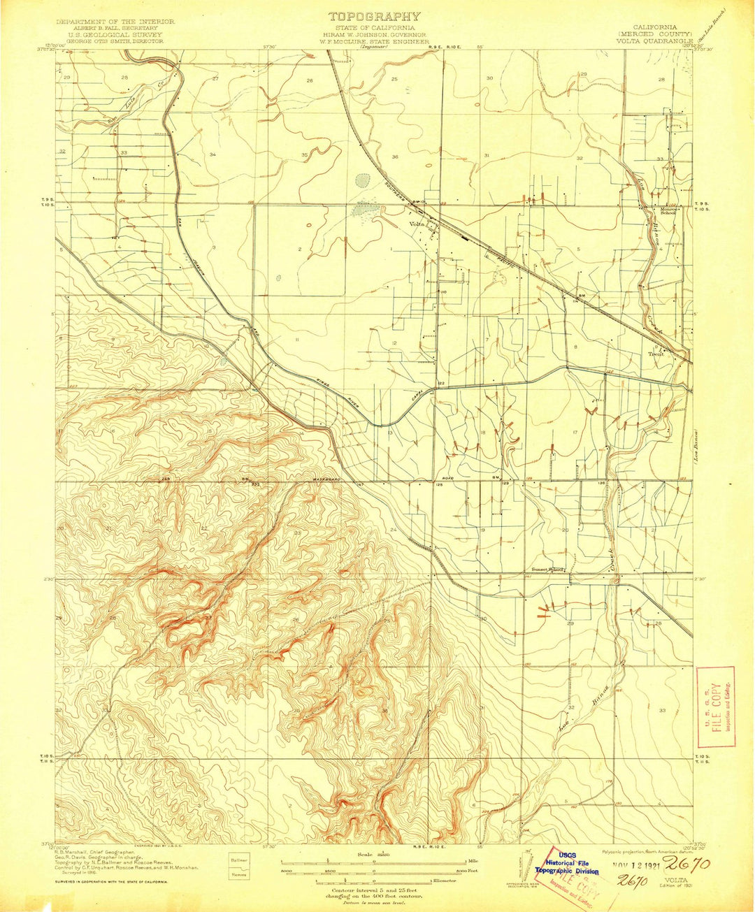 1921 Volta, CA - California - USGS Topographic Map