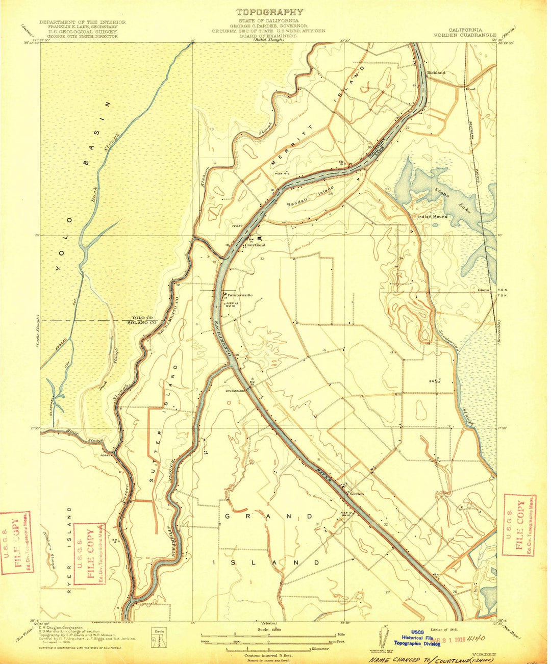 1916 Vorden, CA - California - USGS Topographic Map
