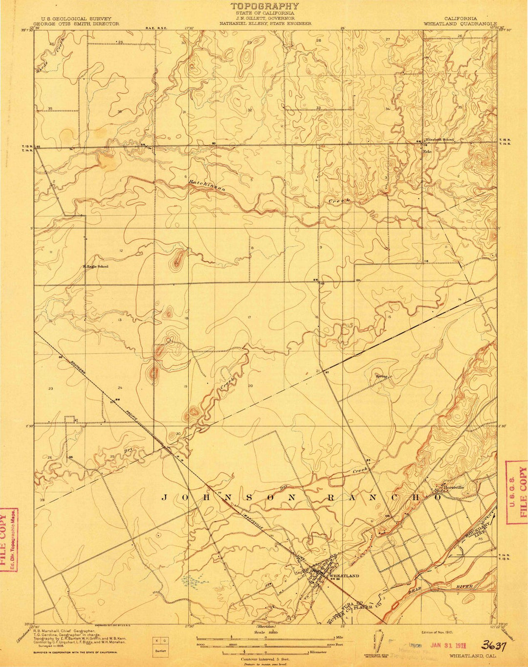 1910 Wheatland, CA - California - USGS Topographic Map
