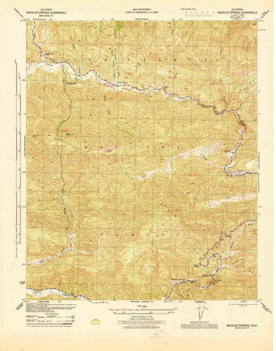 1944 Wheeler Springs, CA - California - USGS Topographic Map