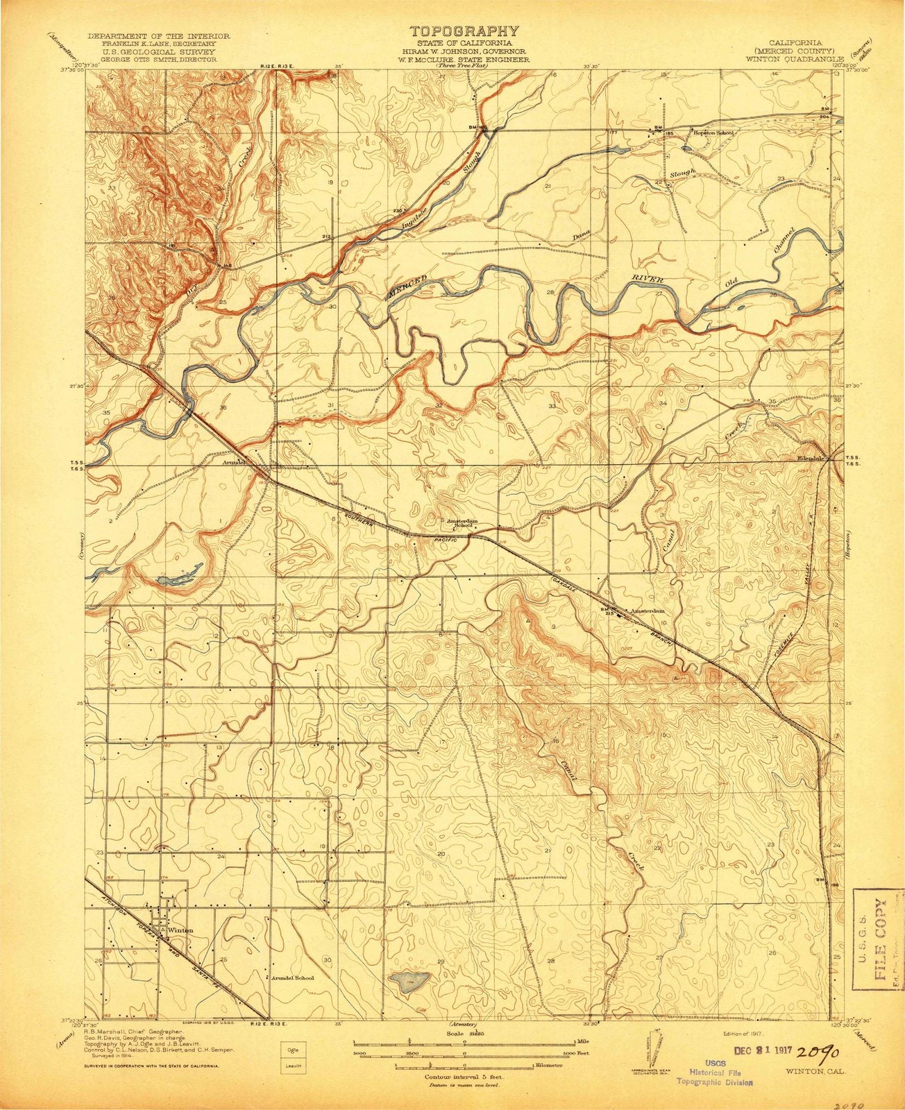 1917 Winton, CA - California - USGS Topographic Map