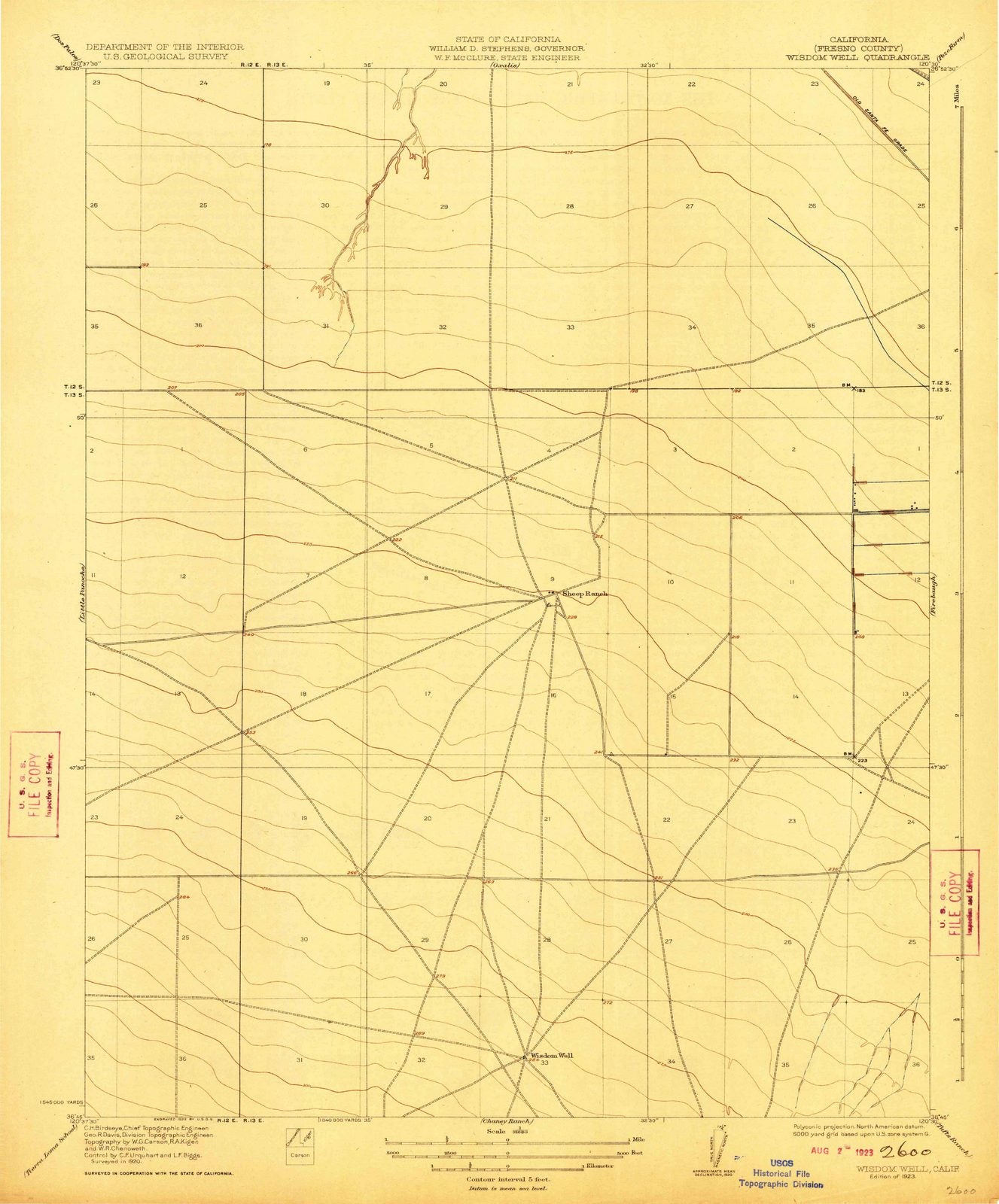 1923 Wisdom Well, CA - California - USGS Topographic Map