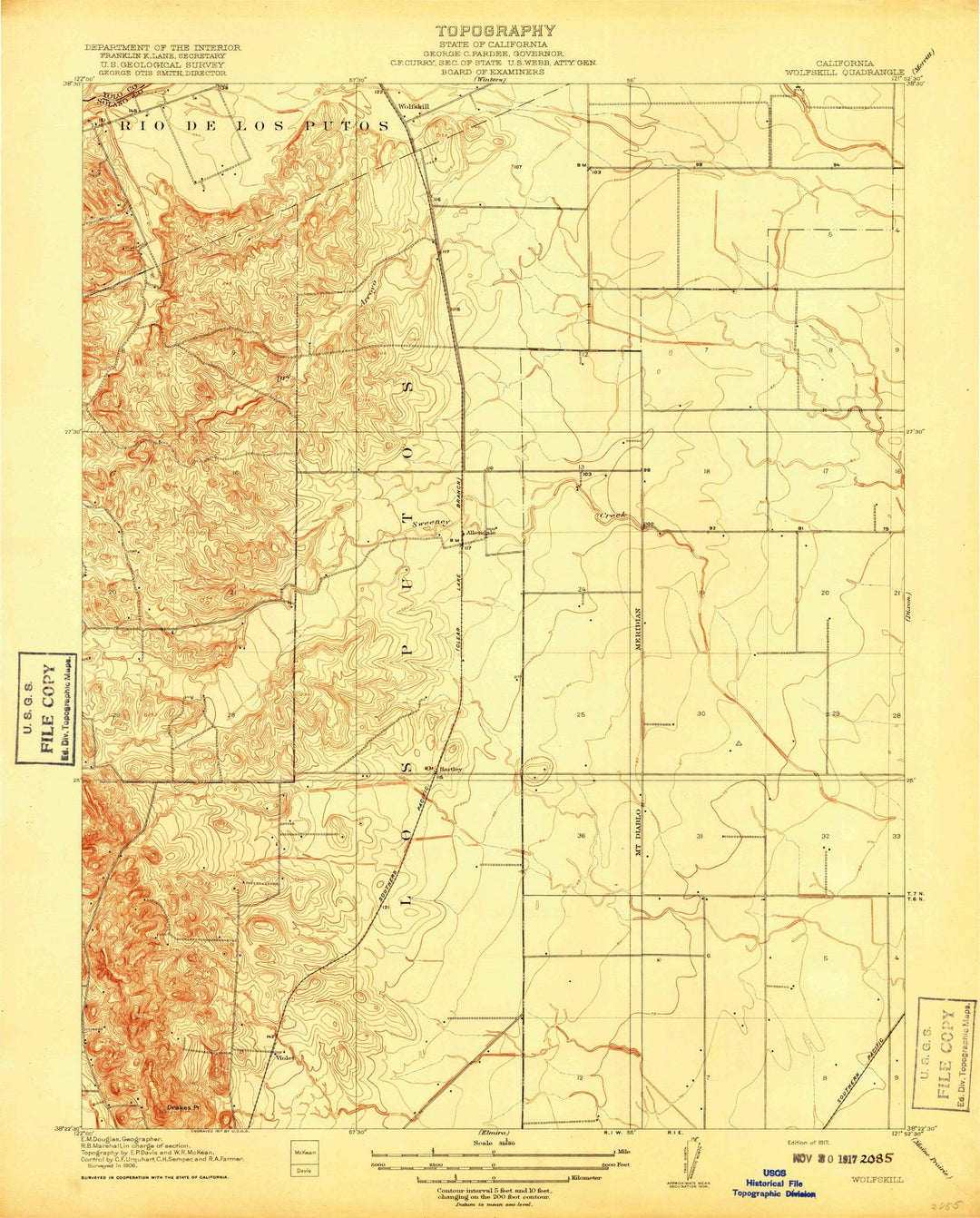 1917 Wolfskill, CA - California - USGS Topographic Map