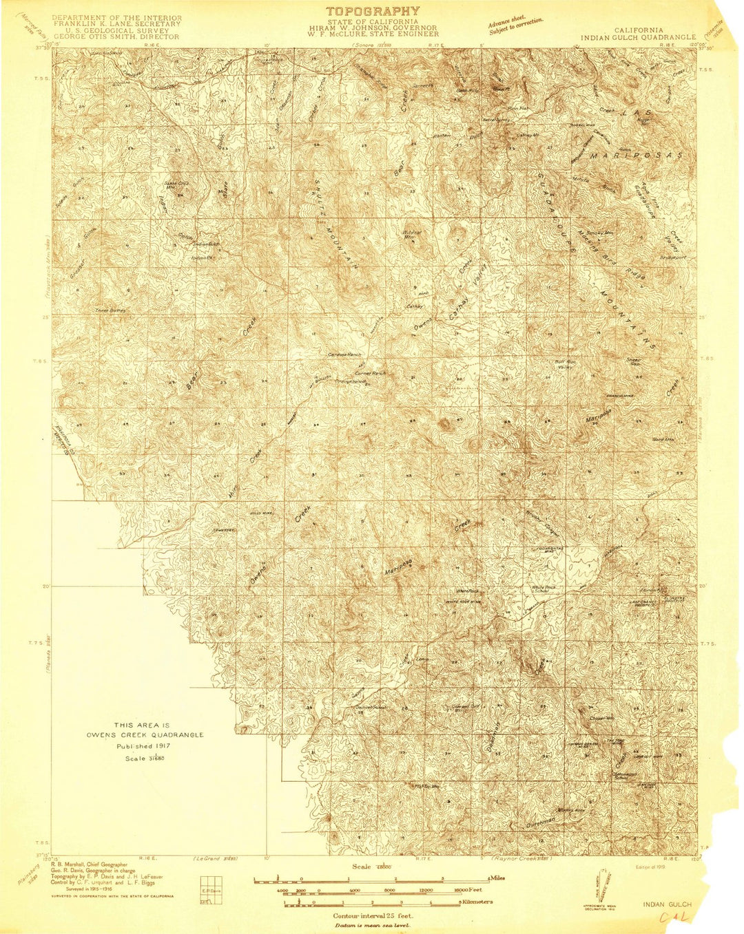 1919 Indian Gulch, CA - California - USGS Topographic Map