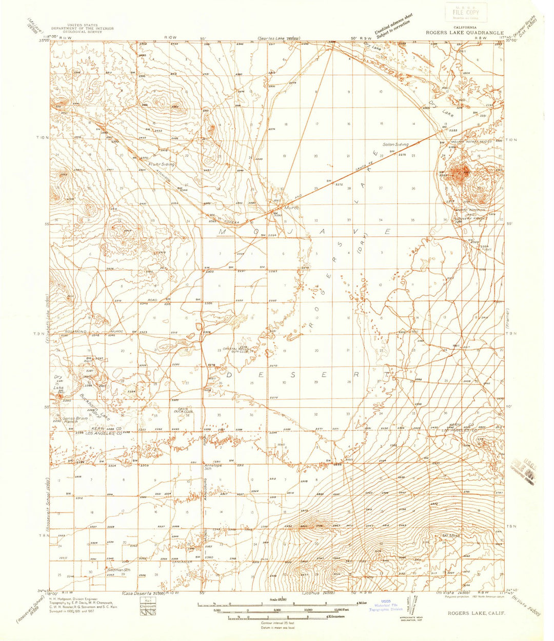 1937 Rogers Lake, CA - California - USGS Topographic Map