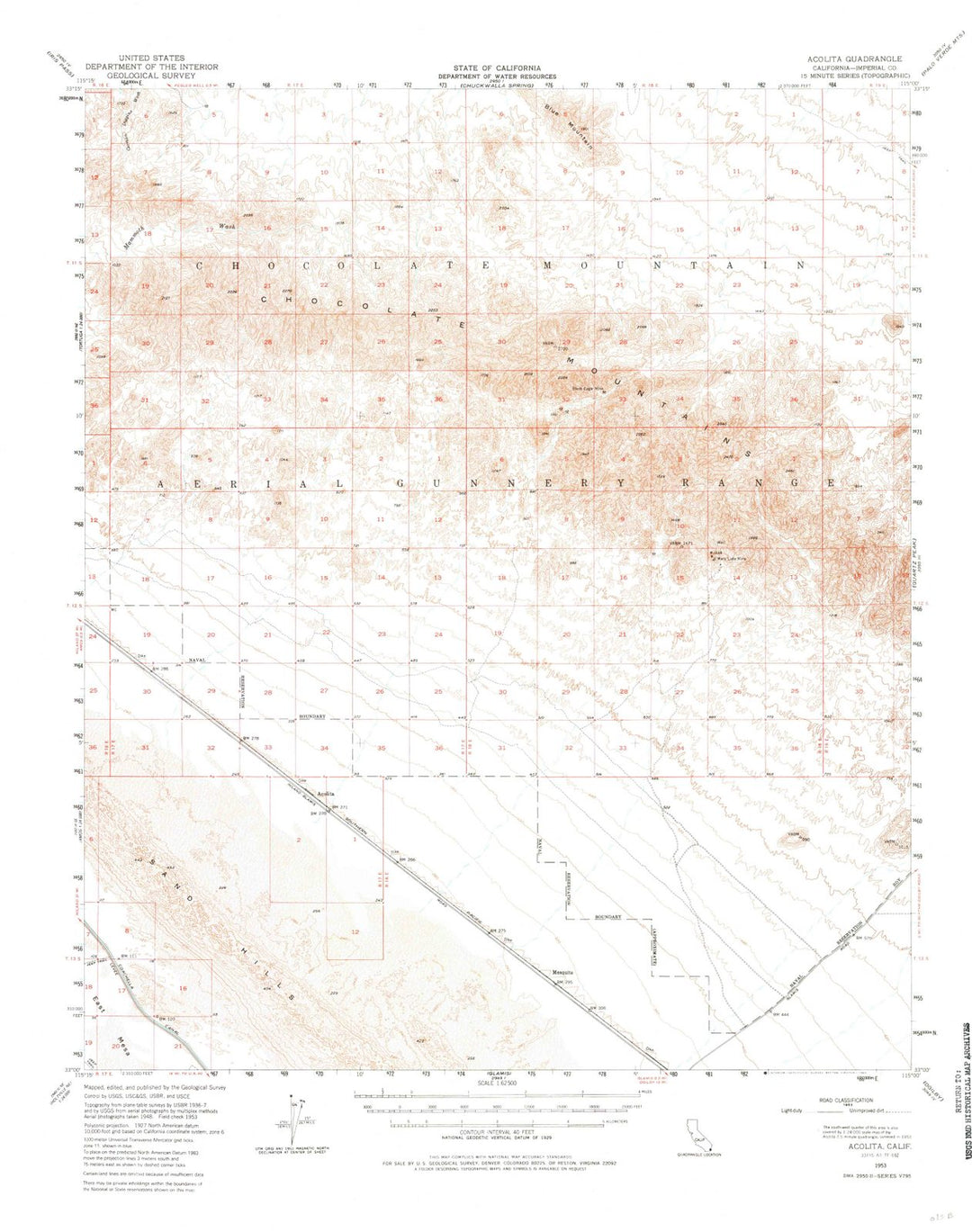 1953 Acolita, CA - California - USGS Topographic Map