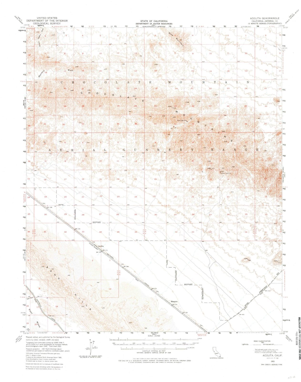 1953 Acolita, CA - California - USGS Topographic Map