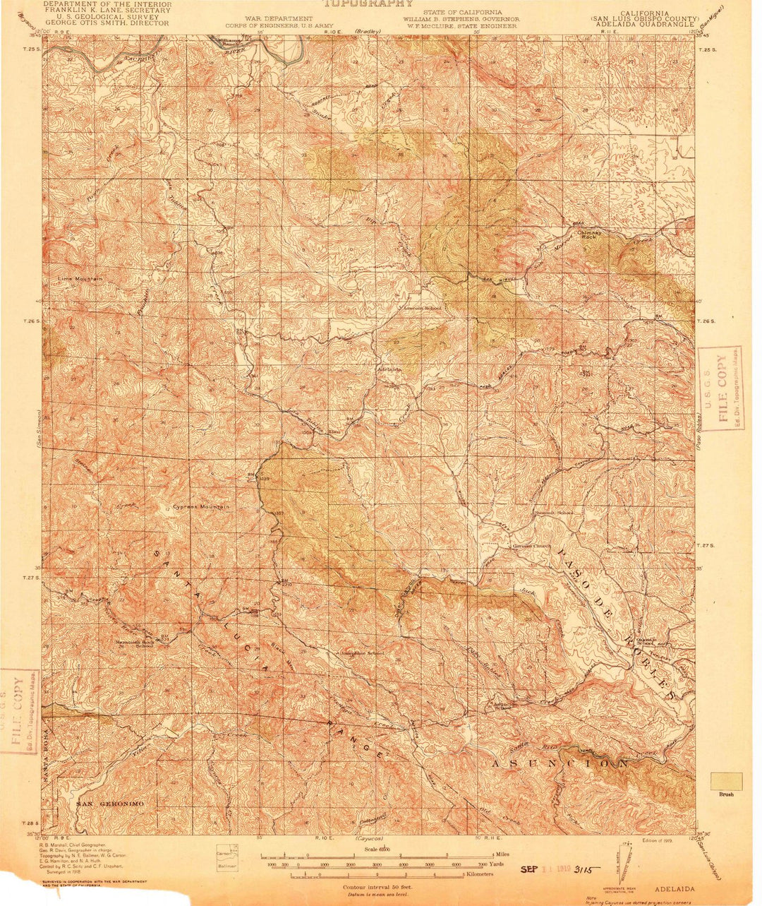 1919 Adelaida, CA - California - USGS Topographic Map
