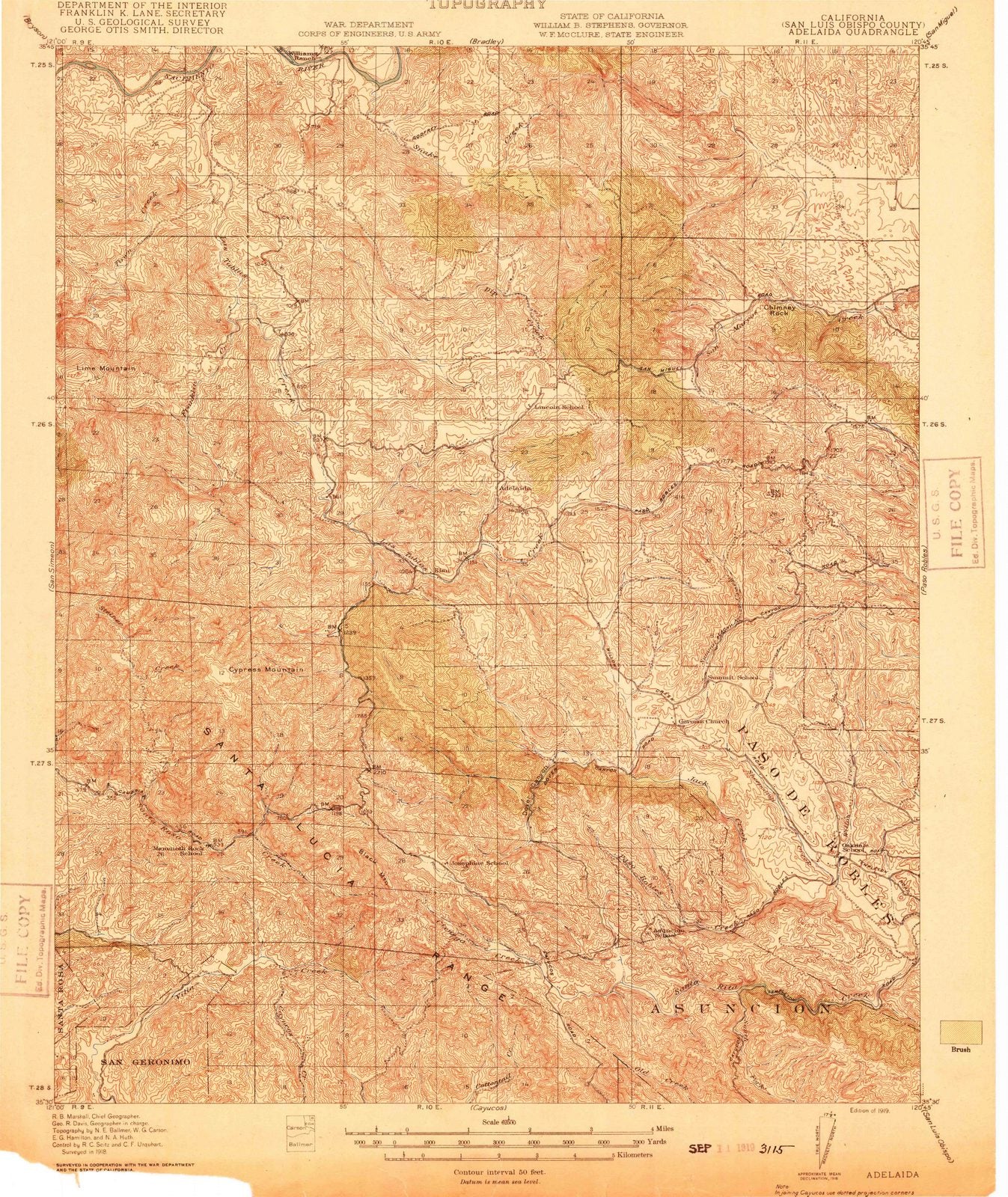 1919 Adelaida, CA - California - USGS Topographic Map