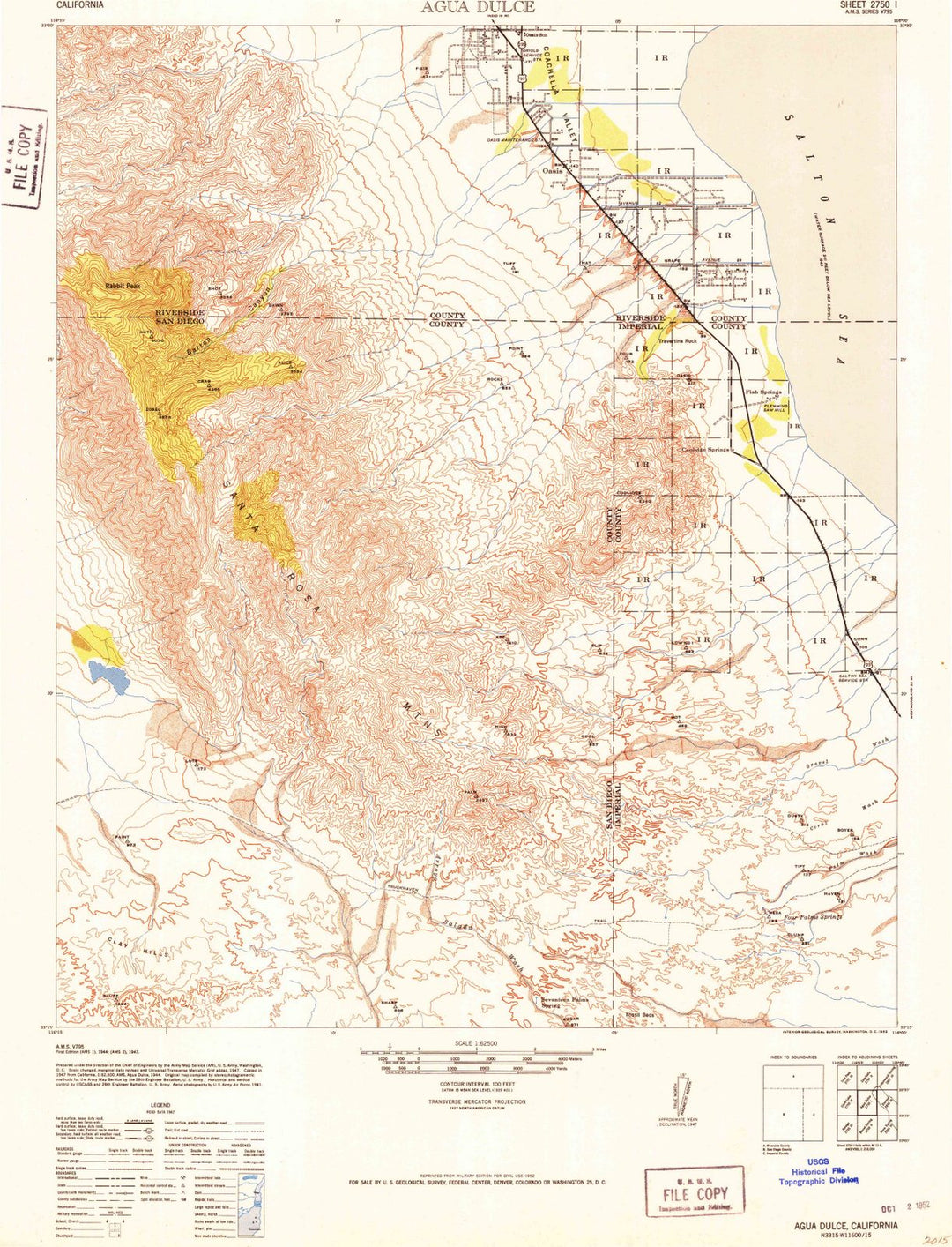 1952 Aguaulce, CA - California - USGS Topographic Map