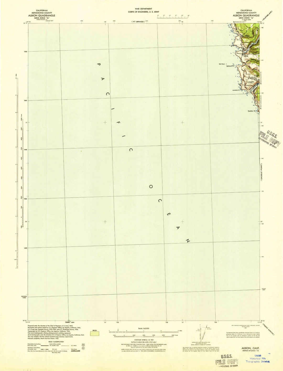 1943 Albion, CA - California - USGS Topographic Map