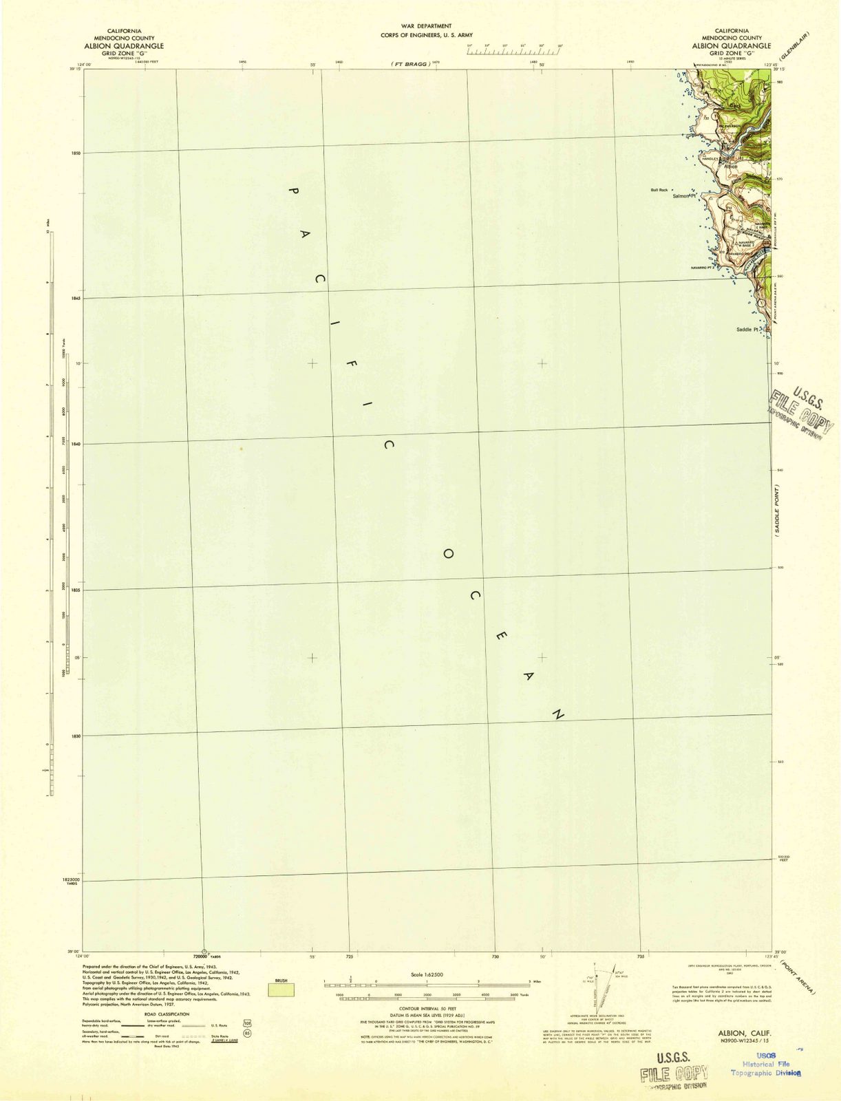 1943 Albion, CA - California - USGS Topographic Map