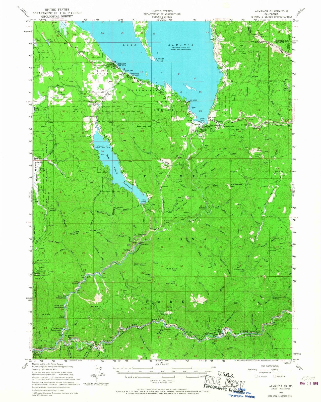 1955 Almanor, CA - California - USGS Topographic Map