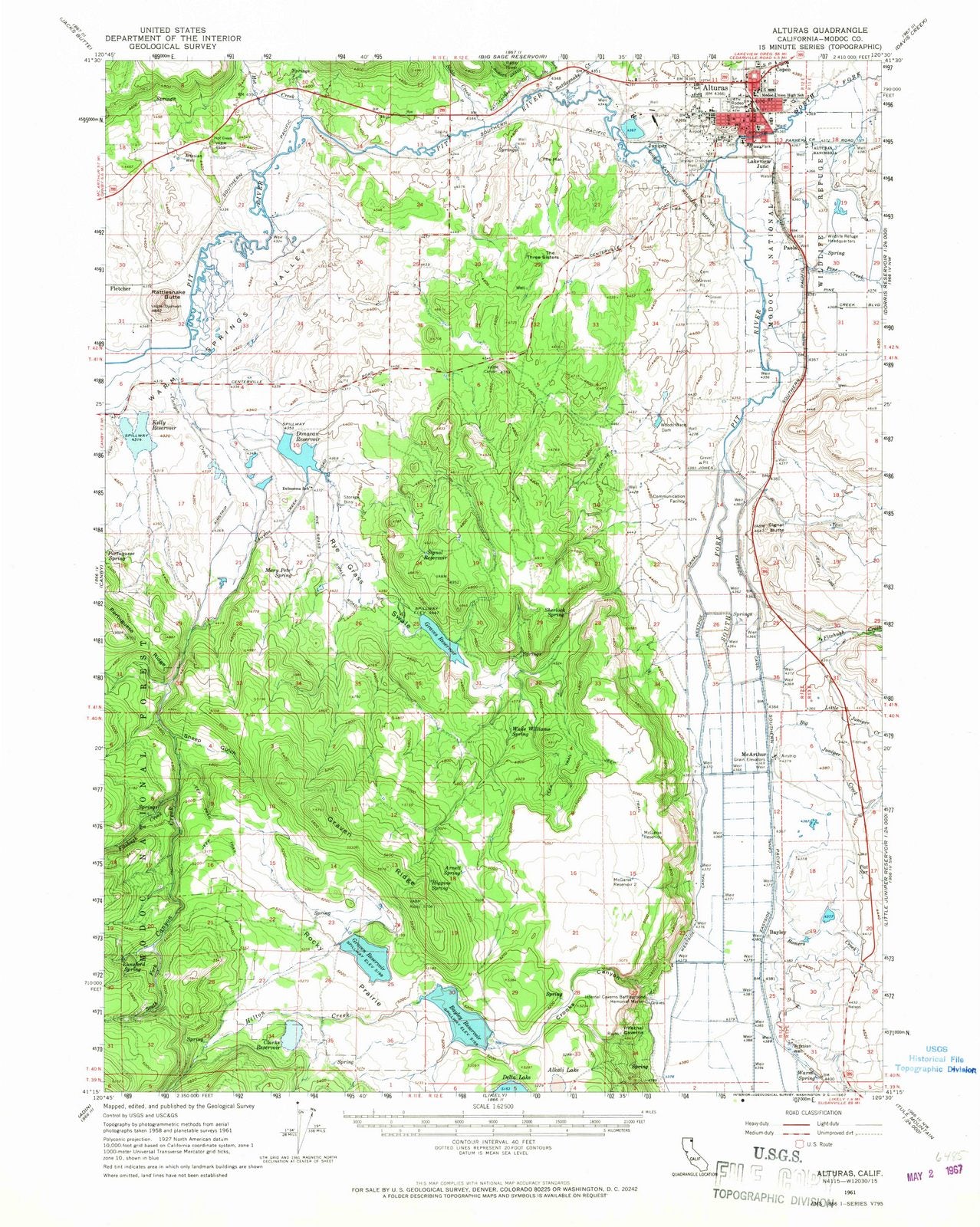 1961 Alturas, CA - California - USGS Topographic Map