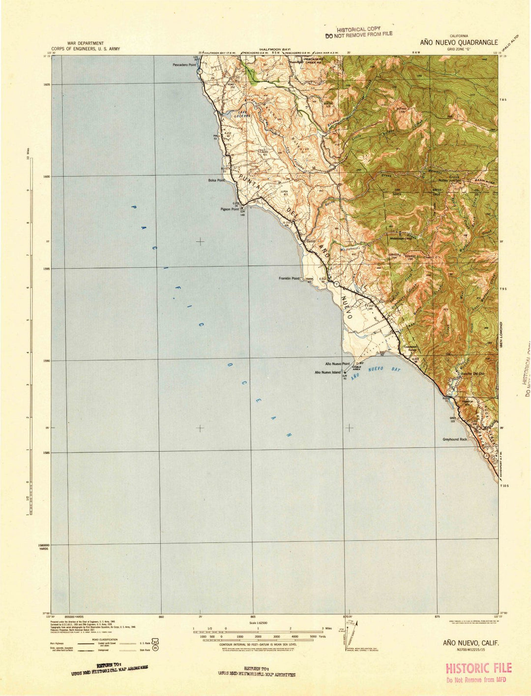 1942 Ano Nuevo, CA - California - USGS Topographic Map