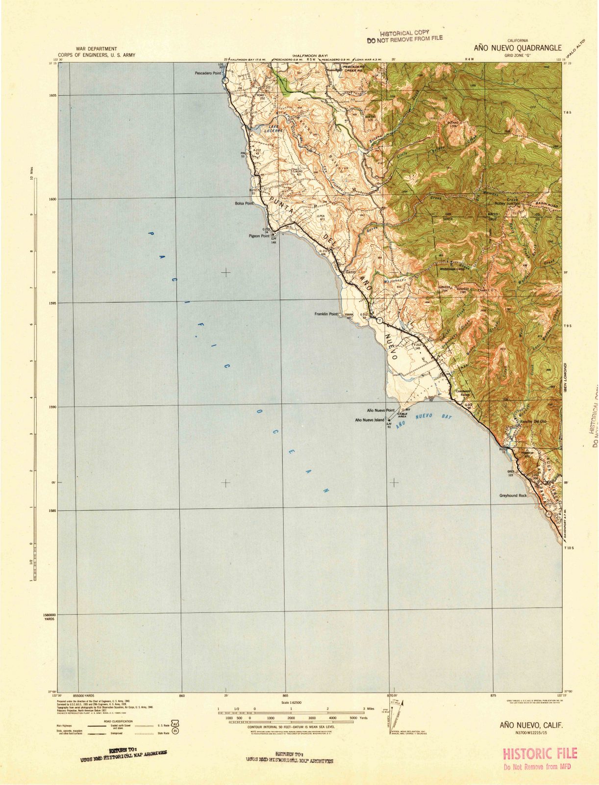 1942 Ano Nuevo, CA - California - USGS Topographic Map