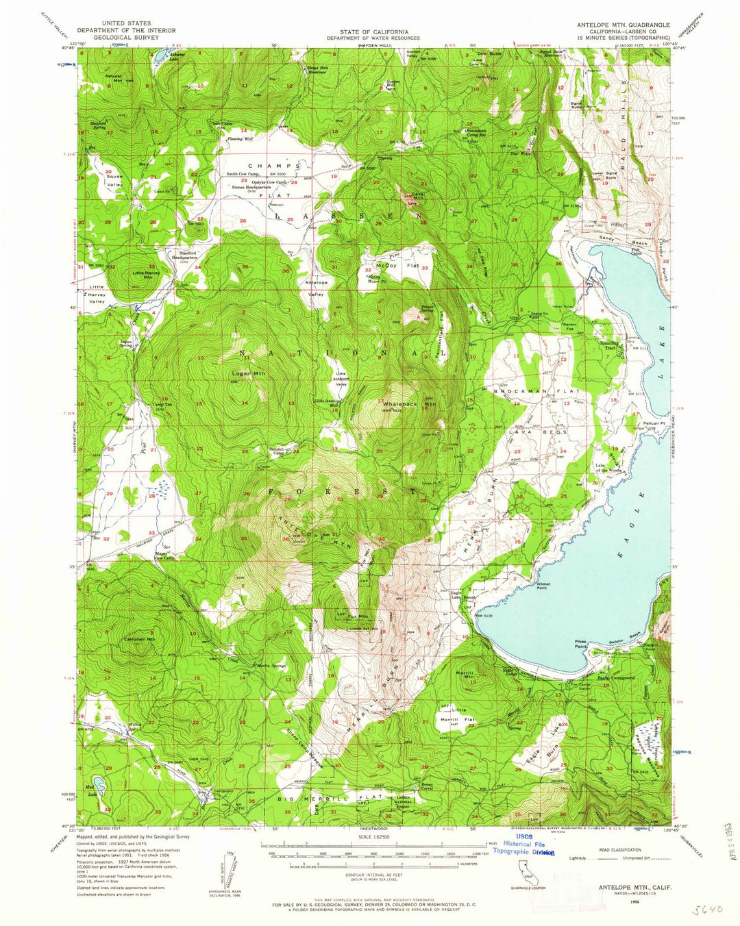 1956 Antelope MTN, CA - California - USGS Topographic Map