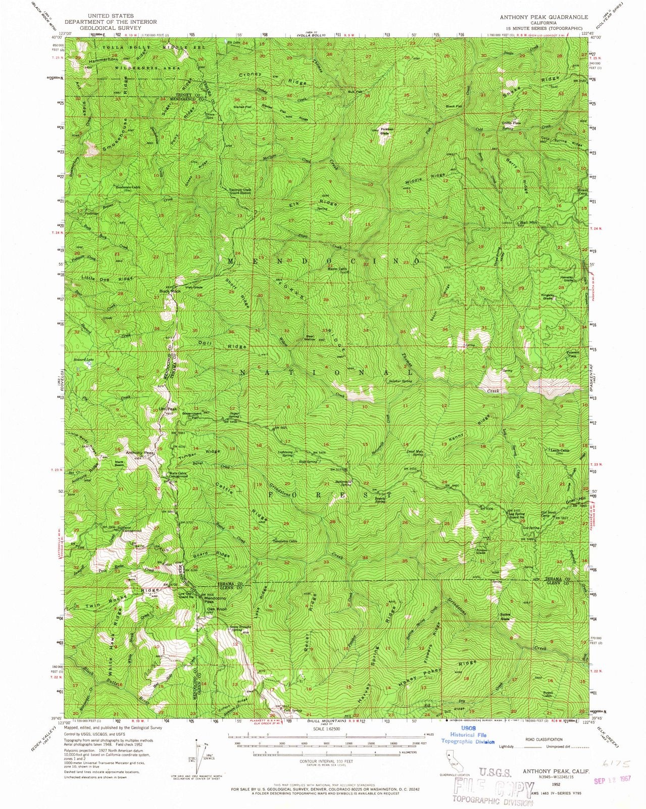 1952 Anthony Peak, CA - California - USGS Topographic Map