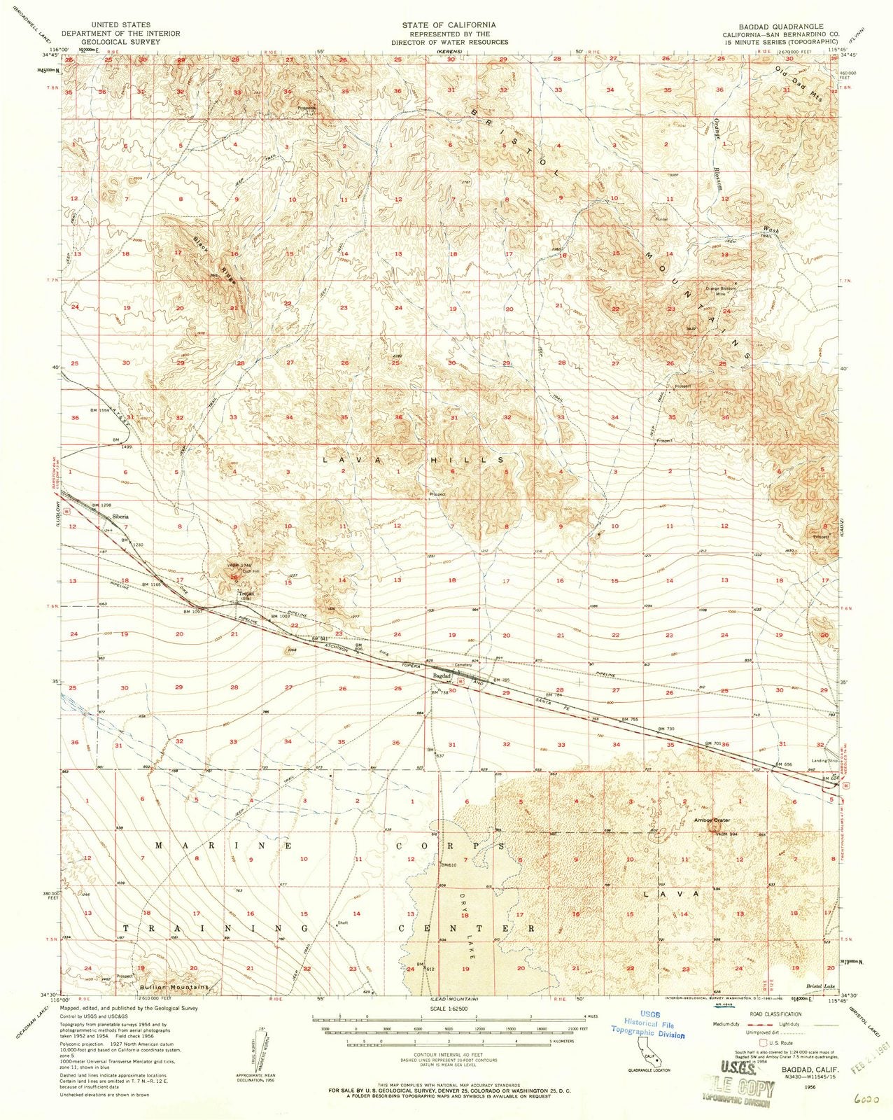 1956 Bagdad, CA - California - USGS Topographic Map