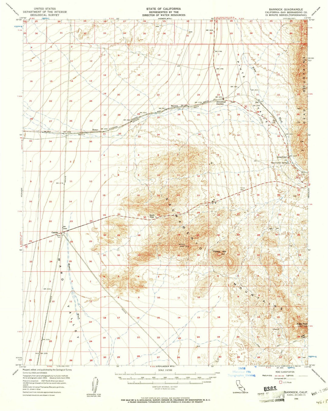 1956 Bannock, CA - California - USGS Topographic Map