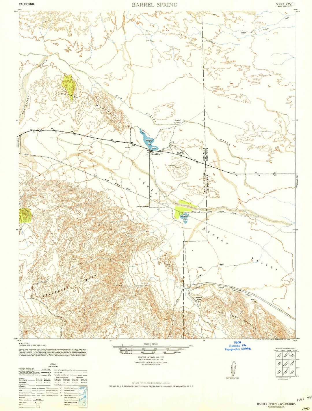 1942 Barrel Spring, CA - California - USGS Topographic Map