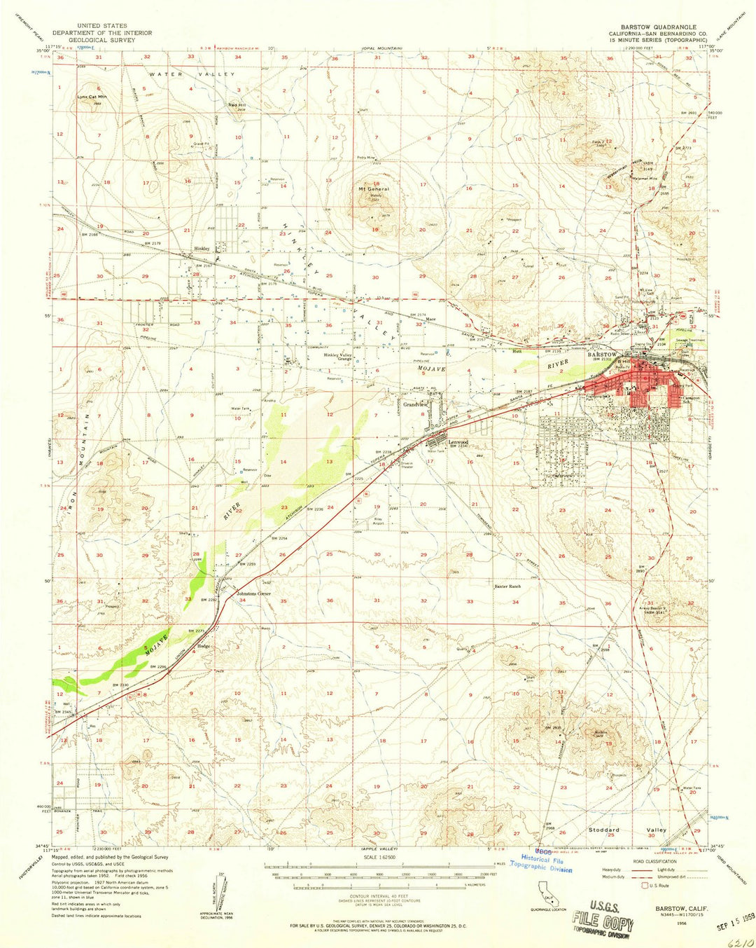 1956 Barstow, CA - California - USGS Topographic Map