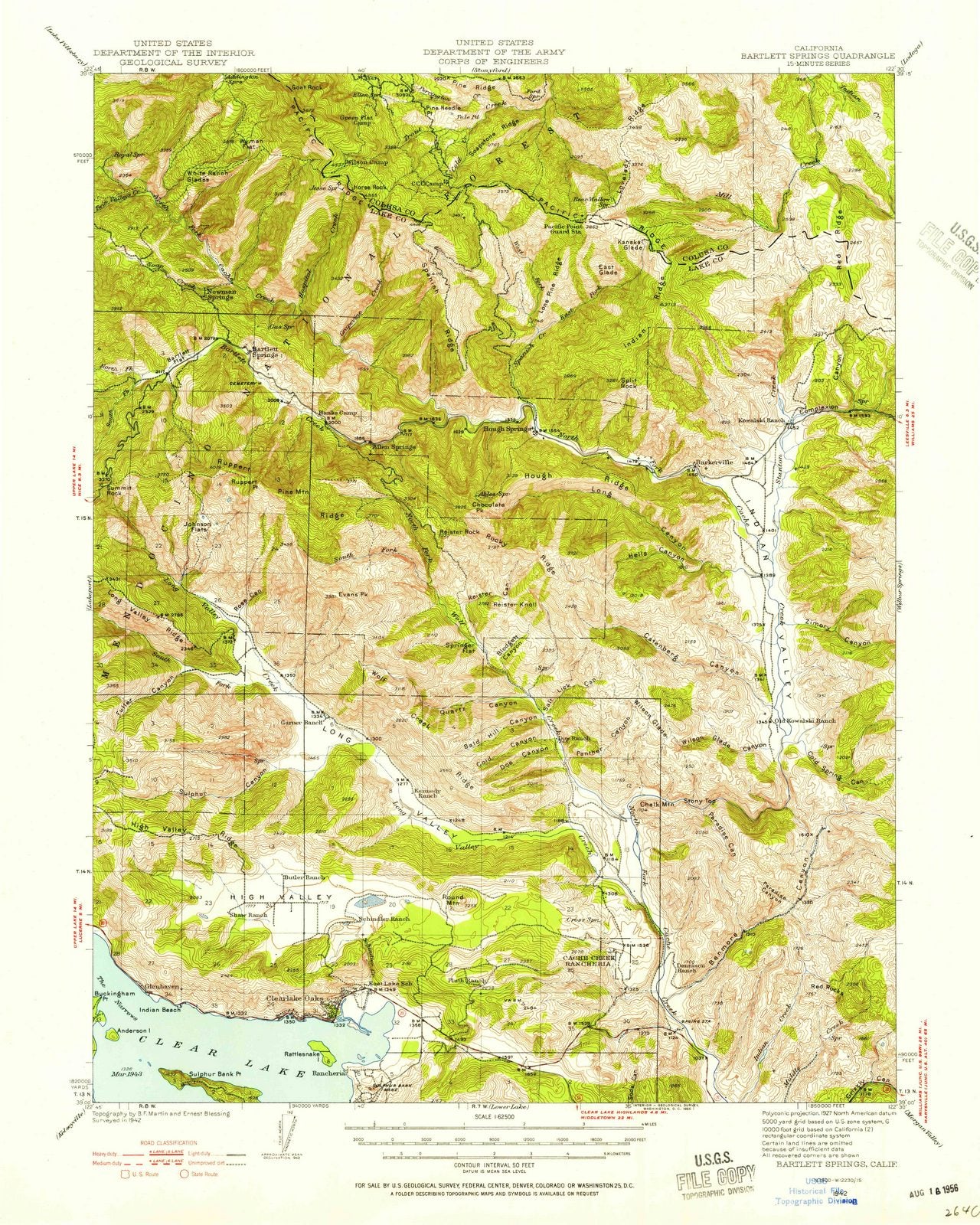 1942 Bartlett Springs, CA - California - USGS Topographic Map