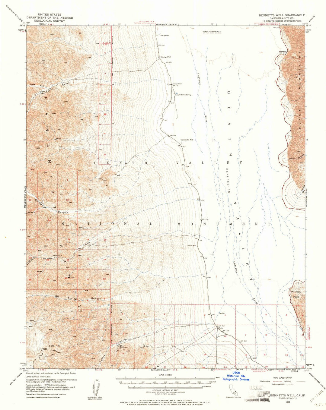 1952 Bennetts Well, CA - California - USGS Topographic Map