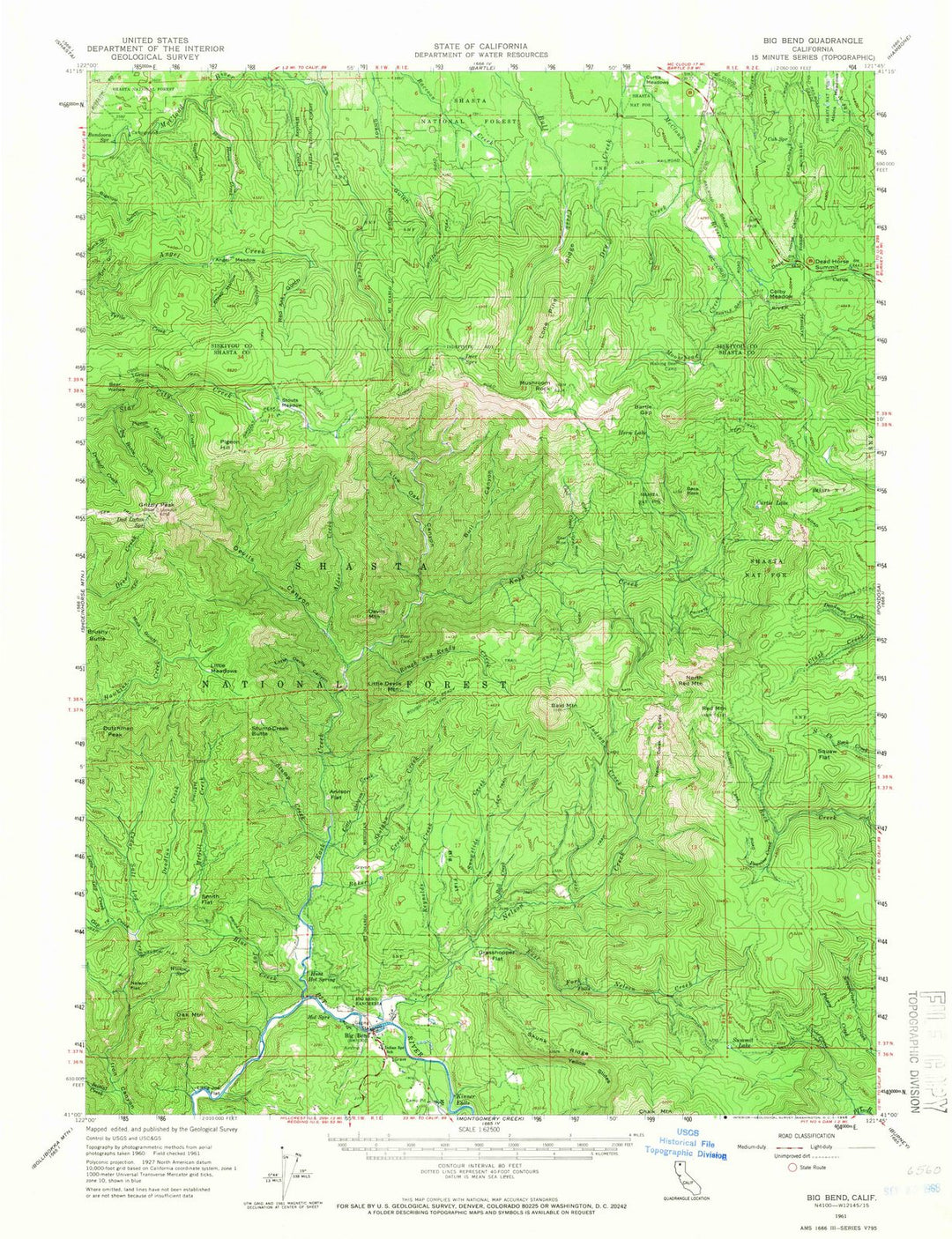 1961 Big Bend, CA - California - USGS Topographic Map