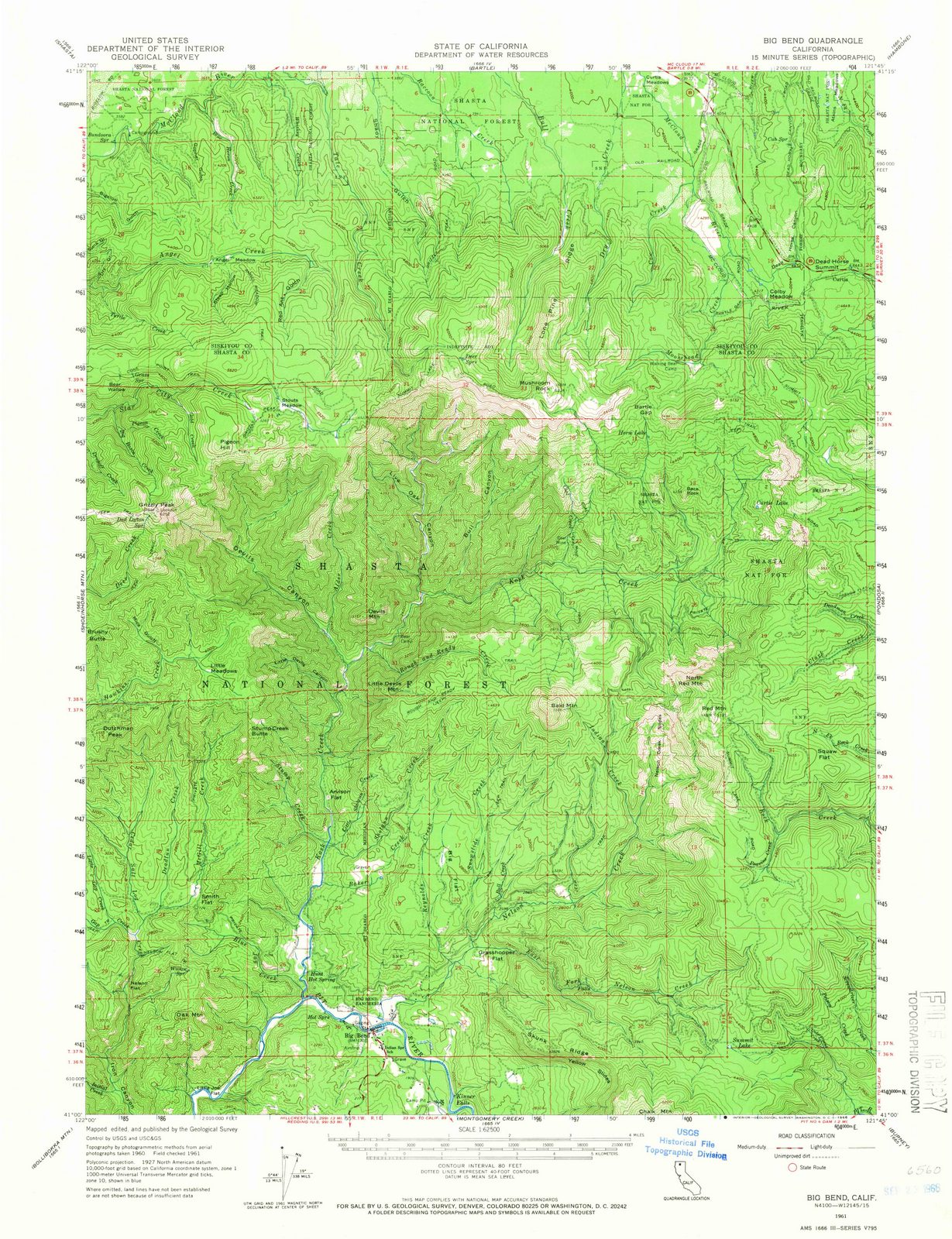 1961 Big Bend, CA - California - USGS Topographic Map