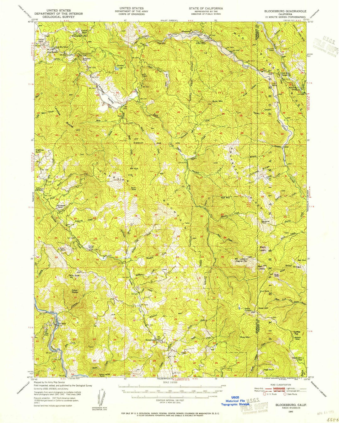 1949 Blocksburg, CA - California - USGS Topographic Map