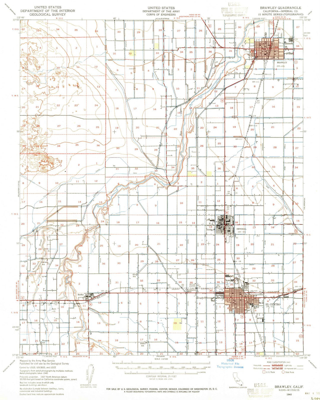 1940 Brawley, CA - California - USGS Topographic Map