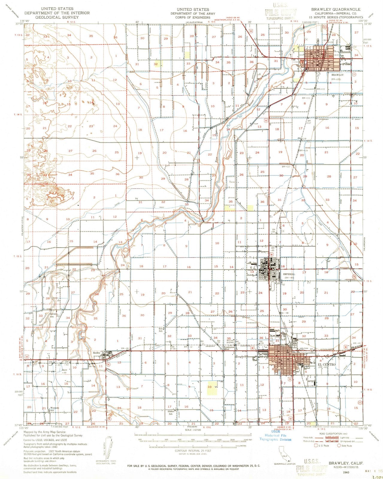 1940 Brawley, CA - California - USGS Topographic Map