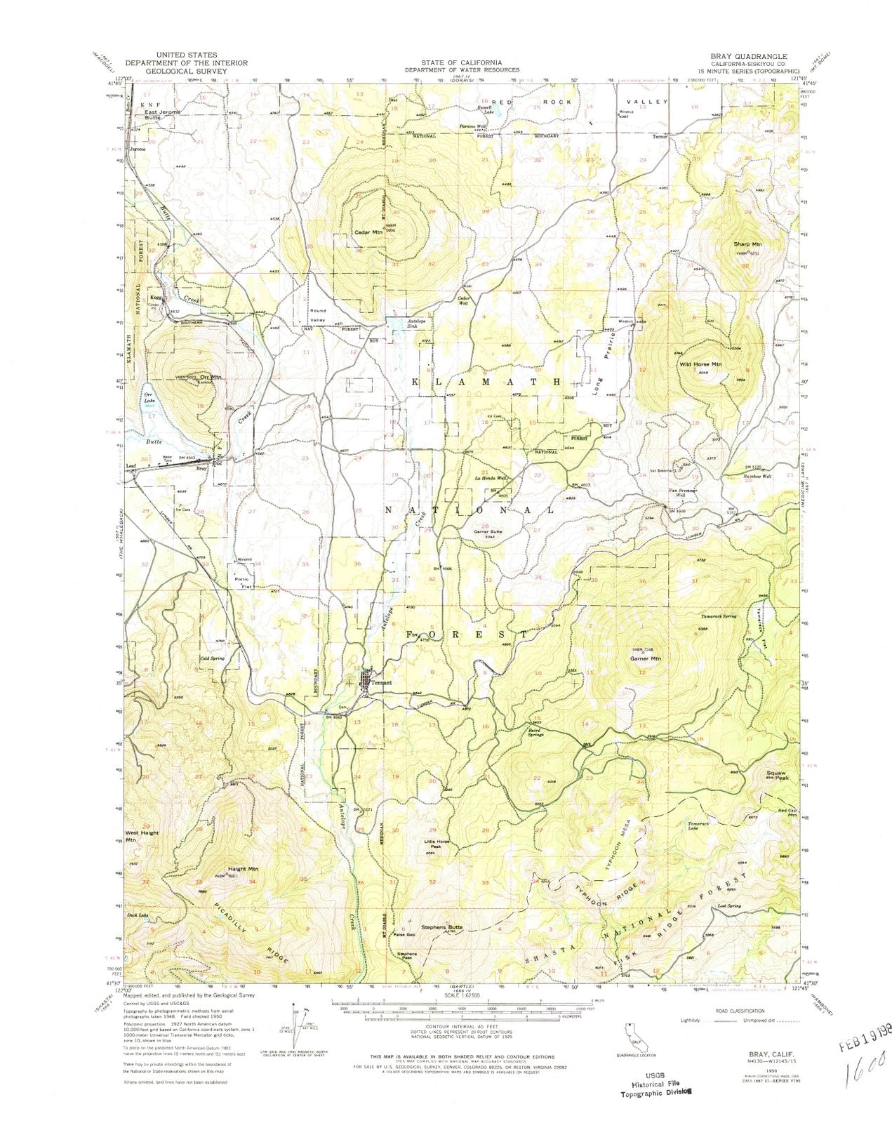 1950 Bray, CA - California - USGS Topographic Map