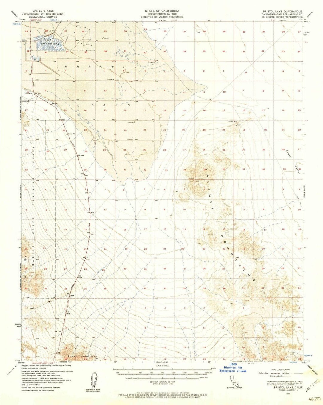 1956 Bristol Lake, CA - California - USGS Topographic Map
