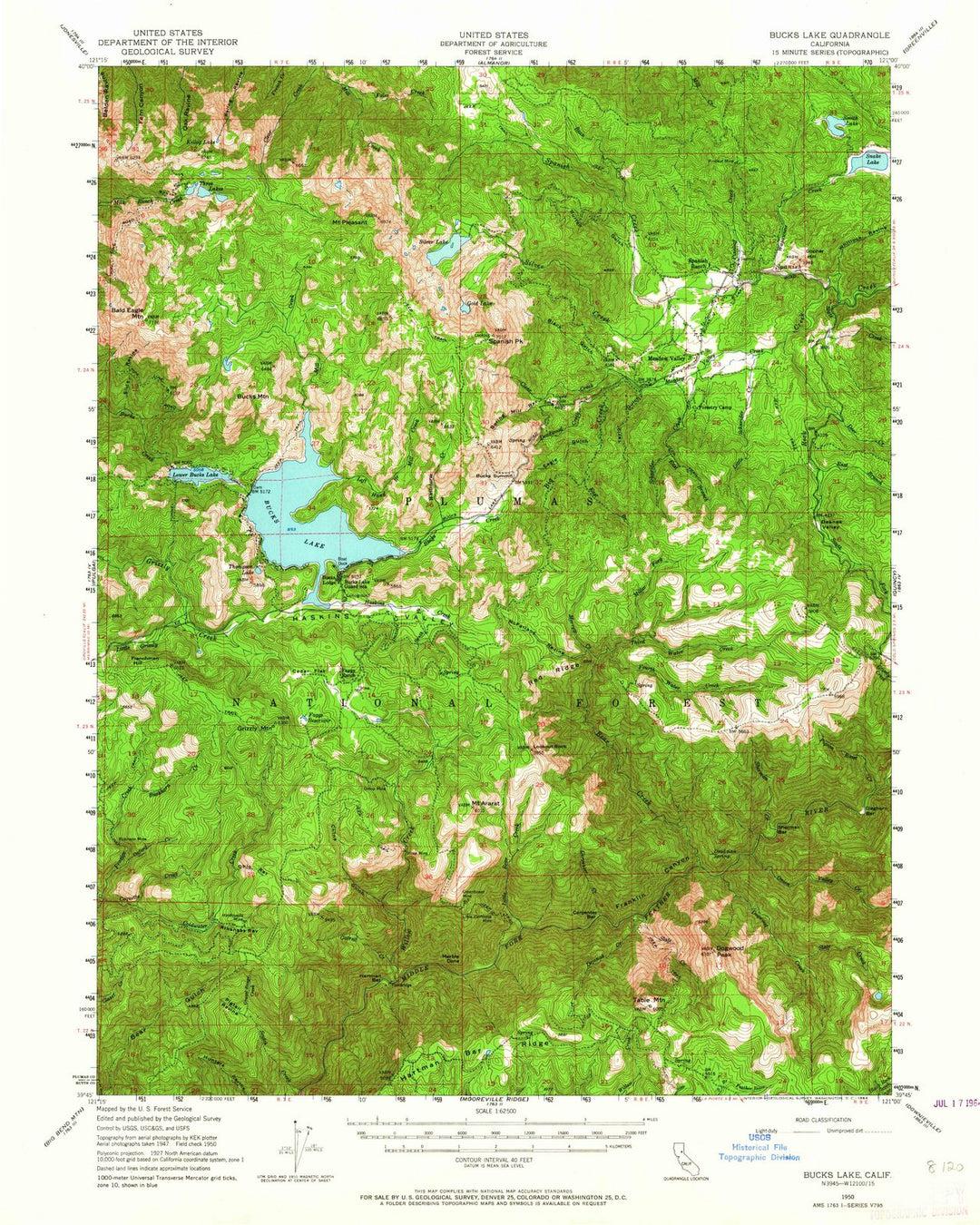 1950 Bucks Lake, CA - California - USGS Topographic Map