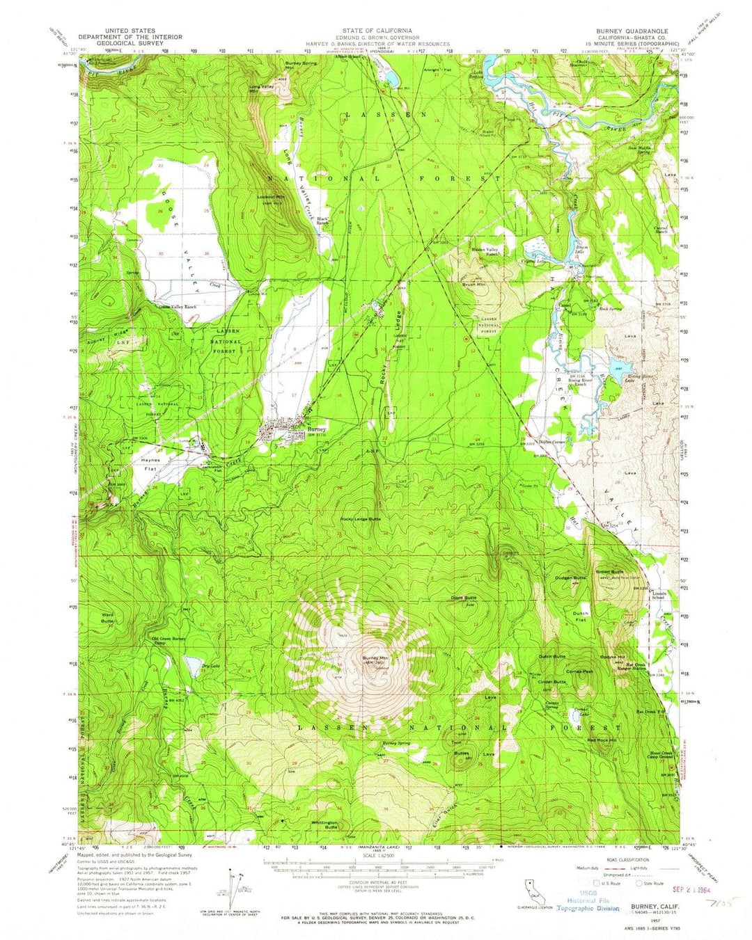 1957 Burney, CA - California - USGS Topographic Map