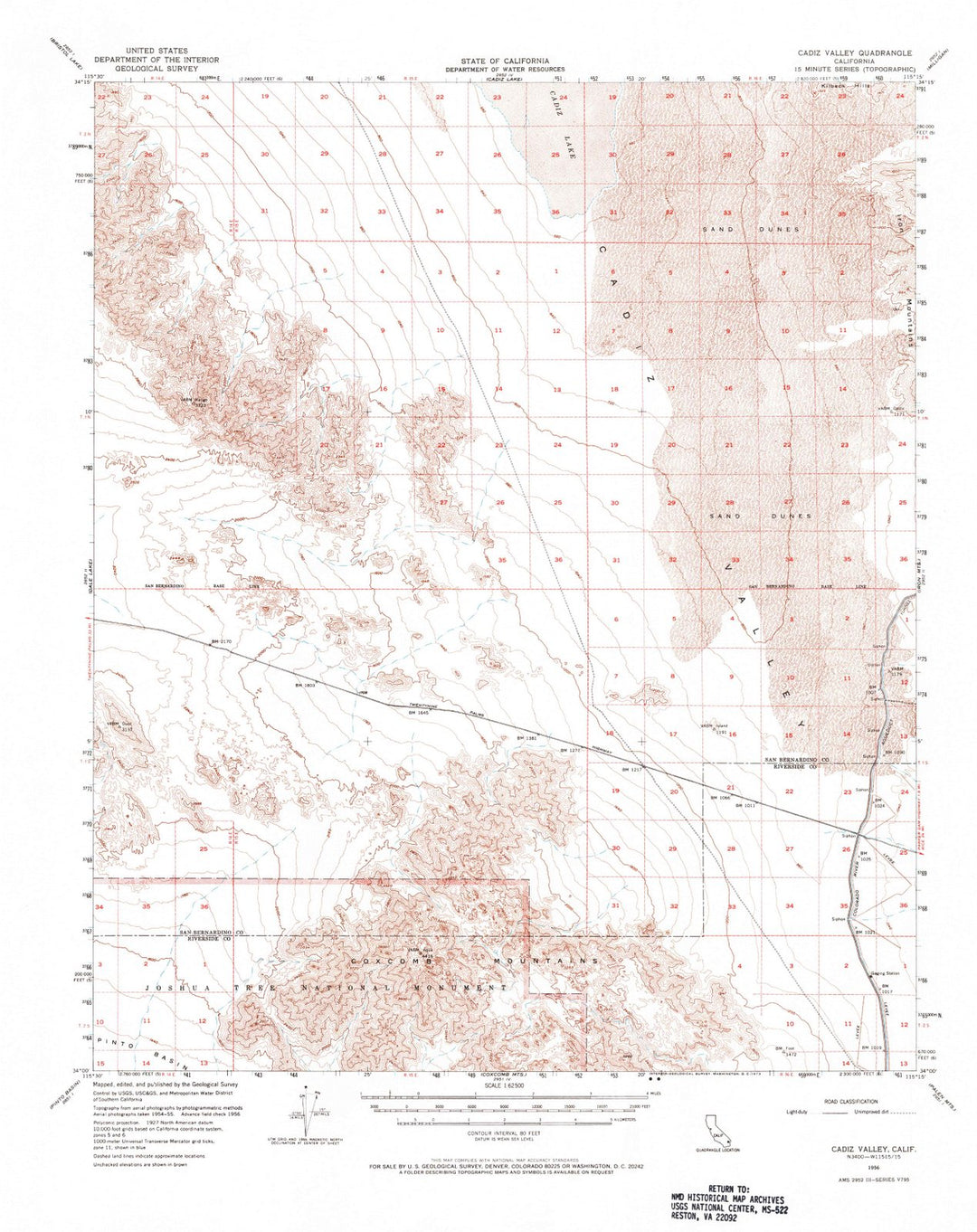 1956 Cadiz Valley, CA - California - USGS Topographic Map