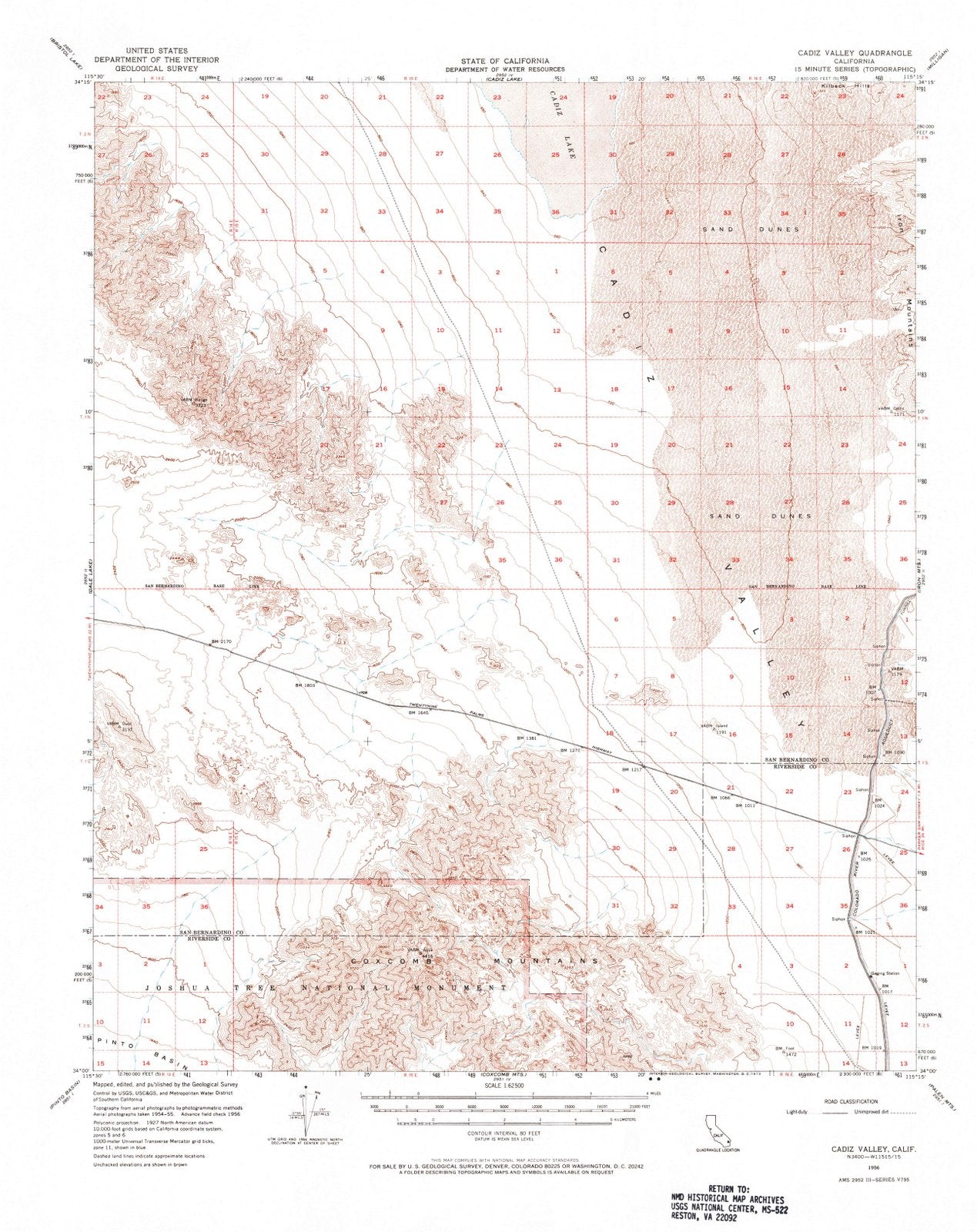 1956 Cadiz Valley, CA - California - USGS Topographic Map
