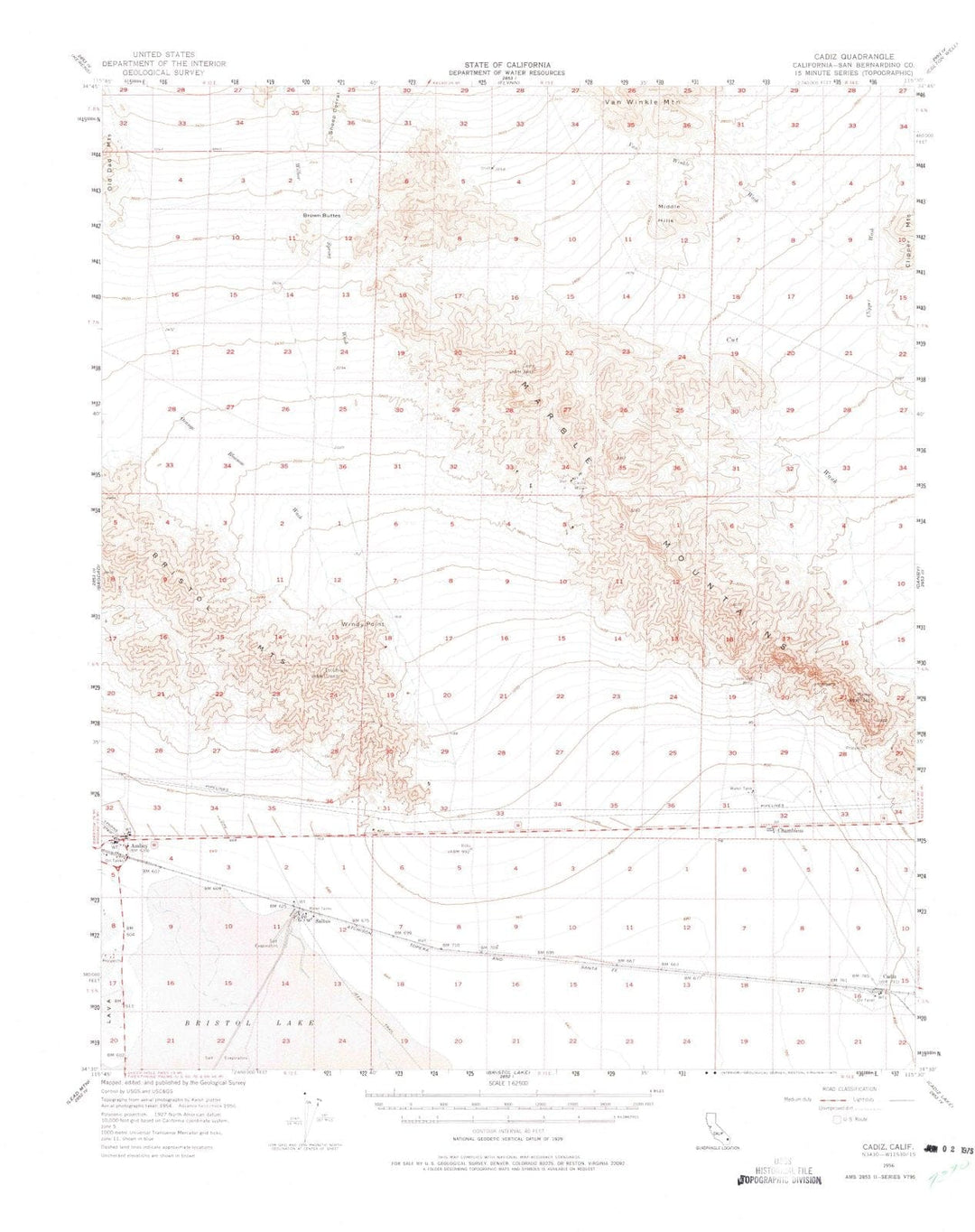 1956 Cadiz, CA - California - USGS Topographic Map