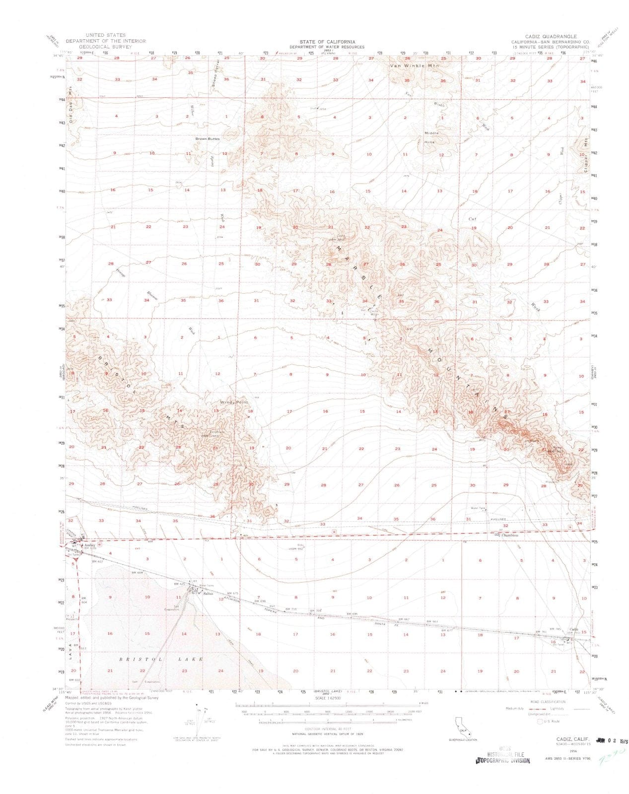 1956 Cadiz, CA - California - USGS Topographic Map