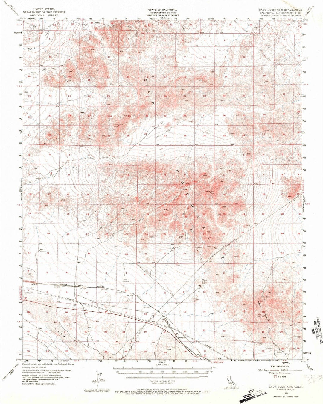 1955 Cady Mountains, CA - California - USGS Topographic Map