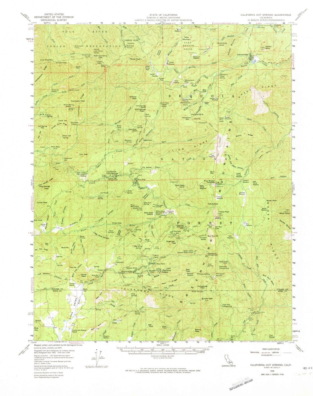 1958 California, CA - California - USGS Topographic Map