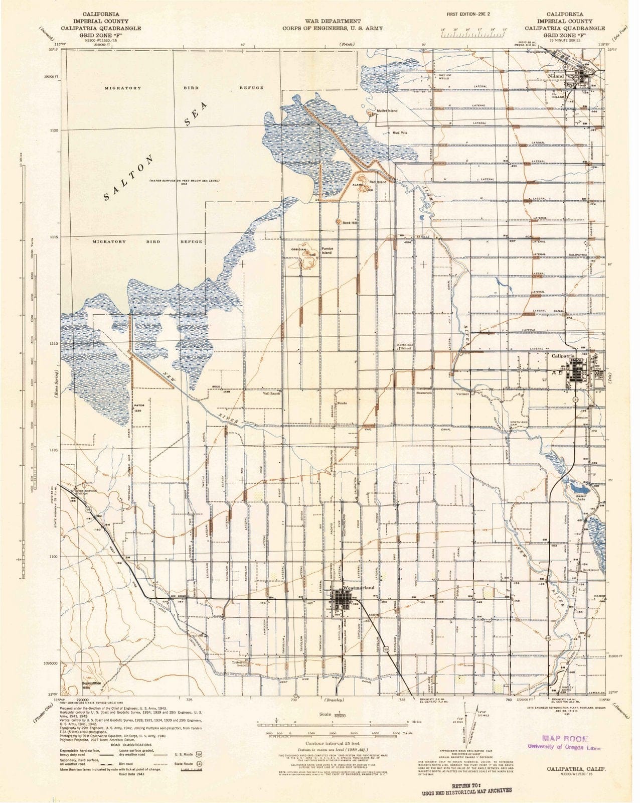 1944 Calipatria, CA - California - USGS Topographic Map
