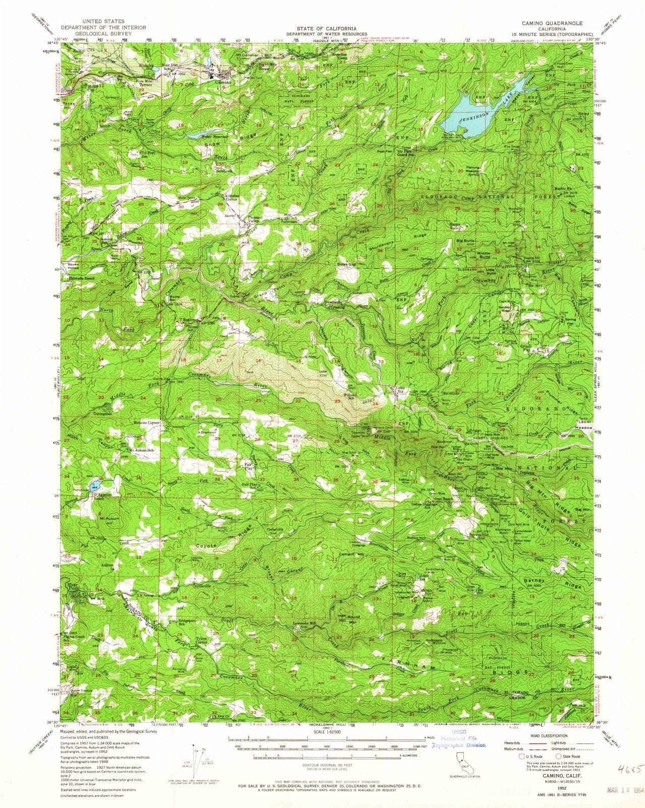 1952 Camino, CA - California - USGS Topographic Map