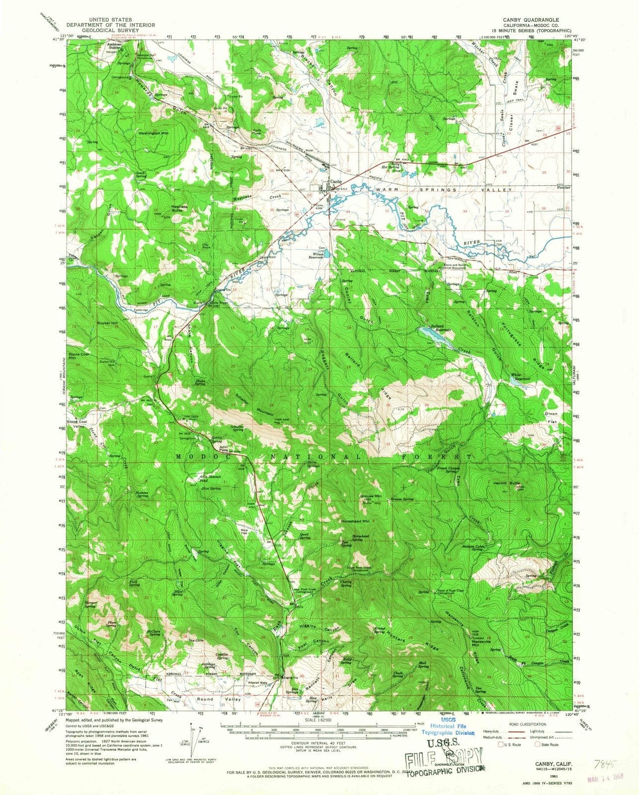 1961 Canby, CA - California - USGS Topographic Map