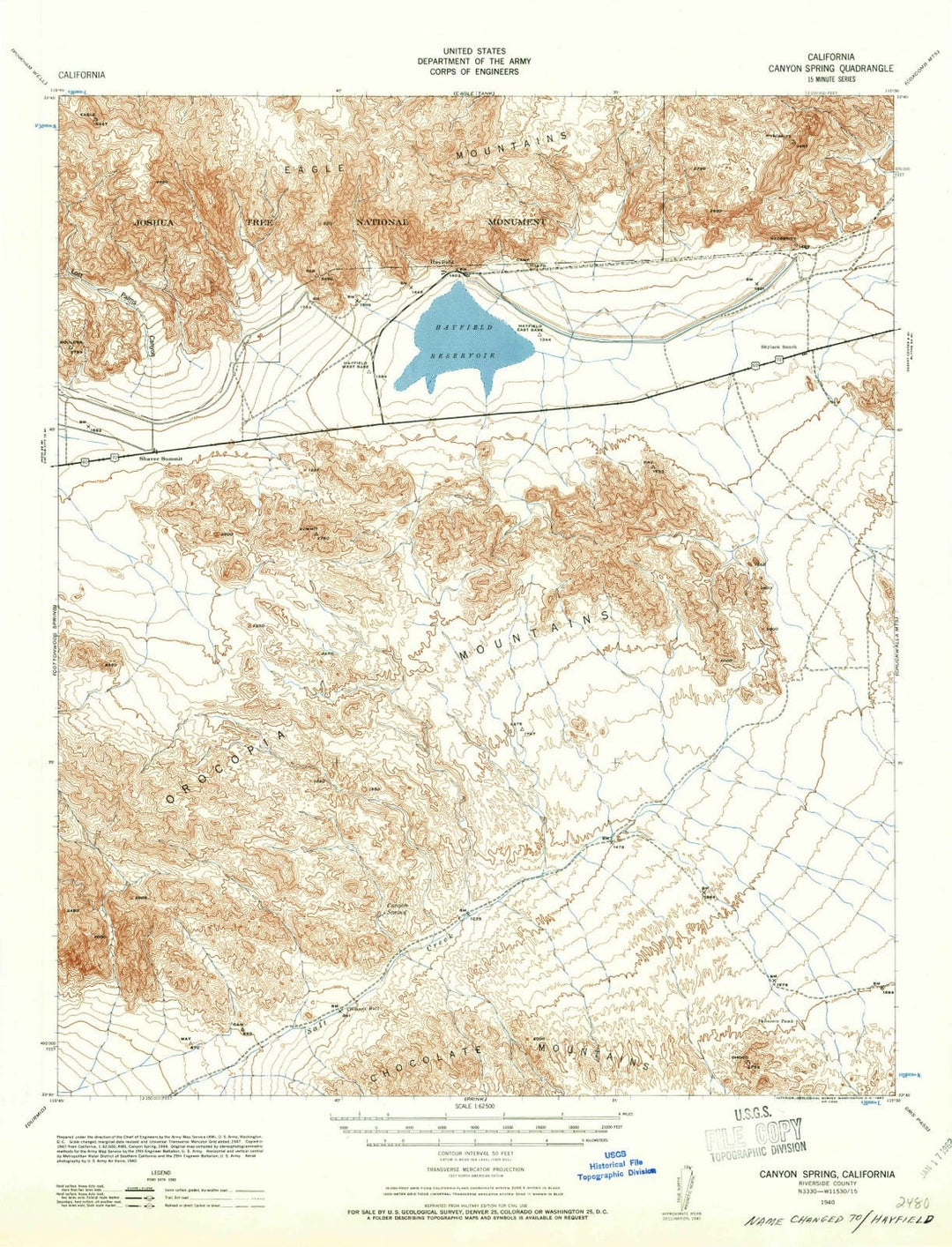1940 Canyon Spring, CA - California - USGS Topographic Map
