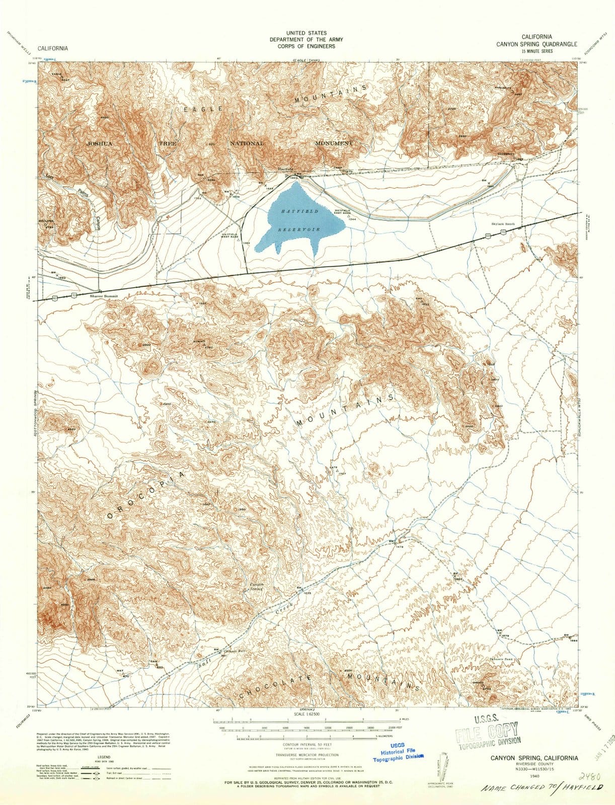 1940 Canyon Spring, CA - California - USGS Topographic Map