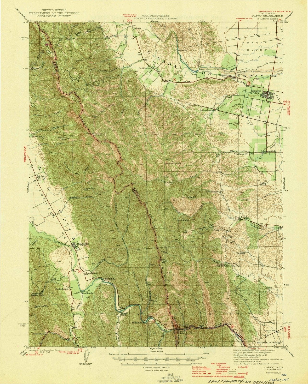 1943 Capay, CA - California - USGS Topographic Map
